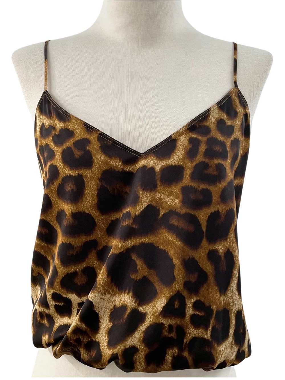The Reset Leopard-Print Satin Cami - Brown & Black